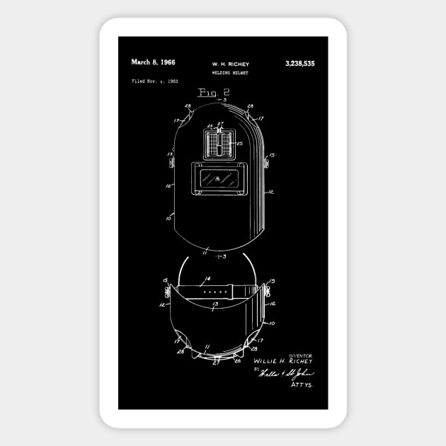 Welding helmet patent /  Welding Patent Prints Welder Gift Sticker by Anodyle